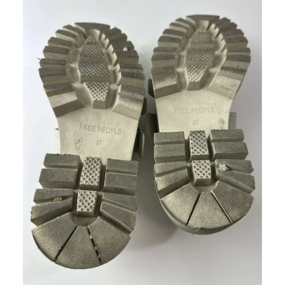 Free People Buckle Lyra Lug Loafers Slip On Beige Chunky Shoe Womens 37 US 6 - 7 - Picture 11 of 16